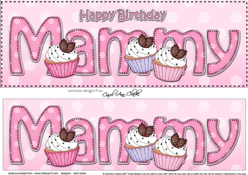 Large DL Happy Birthday MAMMY 3D decoupage with Cupcakes
