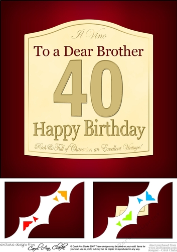 8 x 8 40th Birthday Brother Wine Label Scalloped Corner