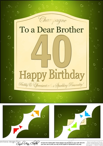 8 x 8 40th Birthday Brother Champagne Label Scalloped Corner