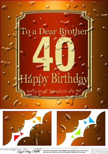 8 x 8 40th Birthday Brother Beer Label Scalloped Corner