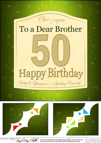 8 x 8 50th Birthday Brother Champagne Label Scalloped Corner