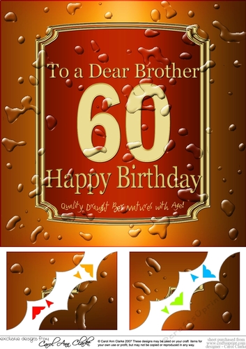 8 x 8 60th Birthday Brother Beer Label Scalloped Corner