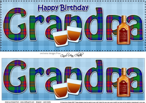 Large DL Happy Birthday GRANDPA 3D decoupage with Tartan 