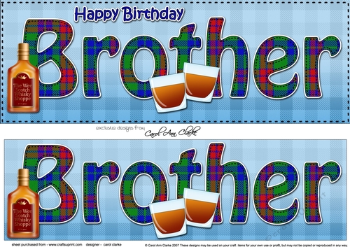 Large DL Happy Birthday BROTHER 3D decoupage with Tartan 