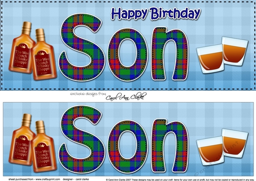 Large DL Happy Birthday SON 3D decoupage with Tartan 