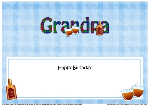 Large DL Happy Birthday GRANDPA insert with Tartan
