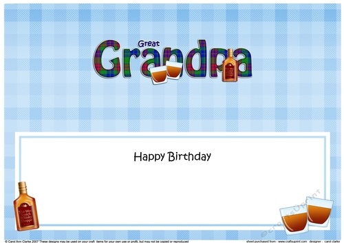 Large DL Happy Birthday GREAT GRANDPA insert with Tartan
