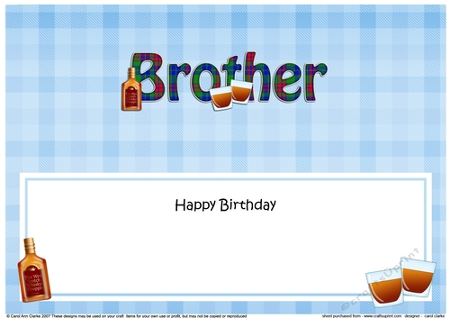 Large DL Happy Birthday BROTHER insert with Tartan