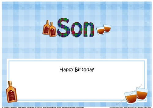 Large DL Happy Birthday SON insert with Tartan
