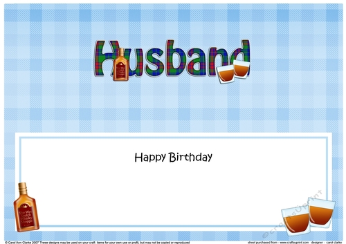 Large DL Happy Birthday HUSBAND insert with Tartan