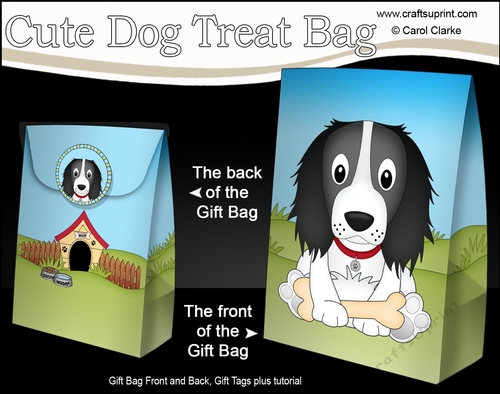 3D Gift Bag Mini Kit - Cute Little Springer Spaniel Dog Blue