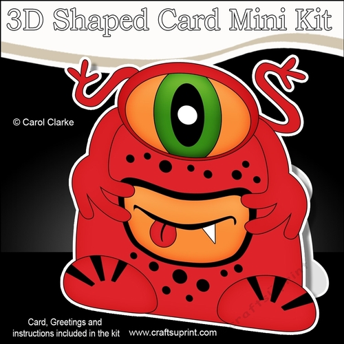 3D Shaped Card  Kit -  Cute Alien Monster Qoep