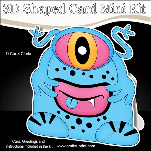 3D Shaped Card  Kit -  Cute Alien Monster Uroe