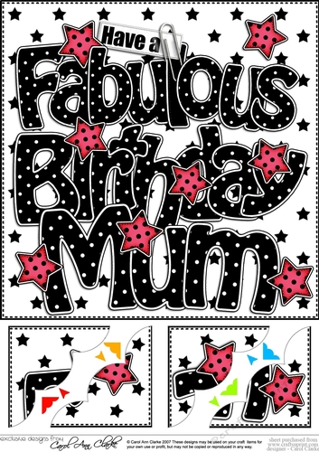 8 x 8 Have a Fabulous Birthday MUM Scalloped corner Topper