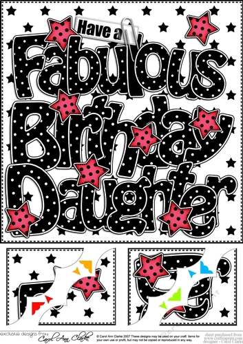 8 x 8 Have a Fabulous Birthday DAUGHTER Scalloped corner Topper