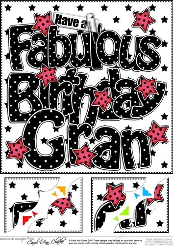 8 x 8 Have a Fabulous Birthday GRAN Scalloped corner Topper