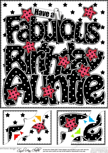 8 x 8 Have a Fabulous Birthday AUNTIE Scalloped corner Topper