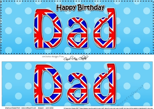 Large DL Happy Birthday DAD 3D decoupage UK Union Jack