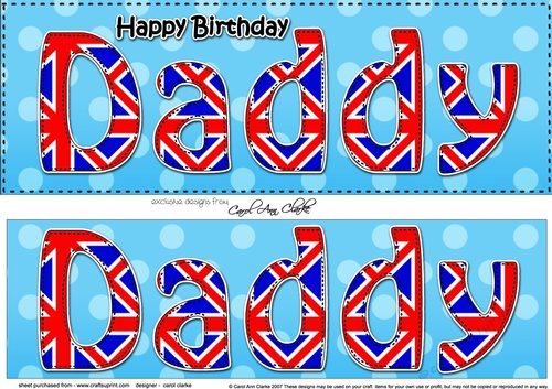 Large DL Happy Birthday DADDY 3D decoupage UK Union Jack