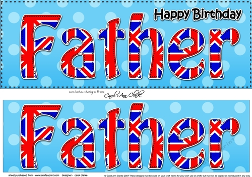 Large DL Happy Birthday FATHER 3D decoupage UK Union Jack