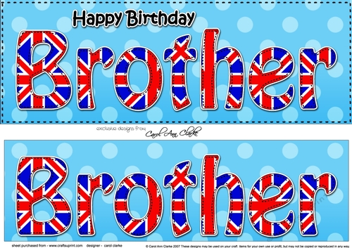Large DL Happy Birthday BROTHER 3D decoupage UK Union Jack