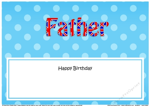 Large DL Happy Birthday FATHER insert UK Union Jack