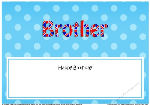 Large DL Happy Birthday BROTHER insert UK Union Jack