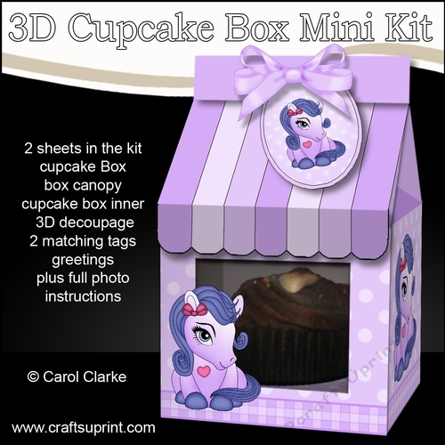 3D Mini Milk Carton Cupcake Treat Box Mini Kit - Cute Little Pony