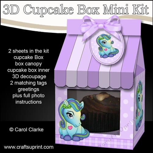 3D Mini Milk Carton Cupcake Treat Box Mini Kit - Cute Little Pony