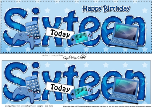 Large DL Happy Birthday SIXTEEN TODAY 3D decoupage