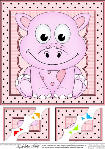 8 x 8  Cute Little Dinosaur Scalloped Corner Topper 