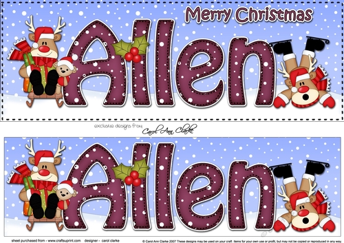 Large DL Merry Christmas ALLEN 3D decoupage 