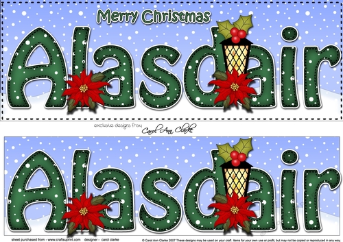 Large DL Merry Christmas ALASDAIR 3D decoupage 