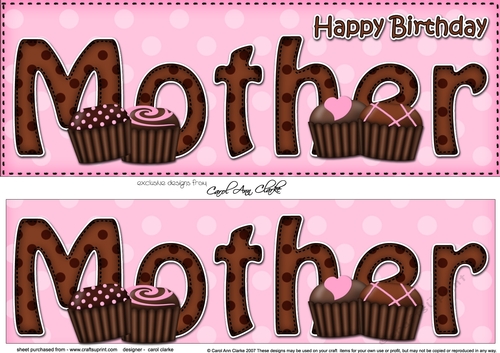 Large DL Happy Birthday MOTHER insert with Chocolates