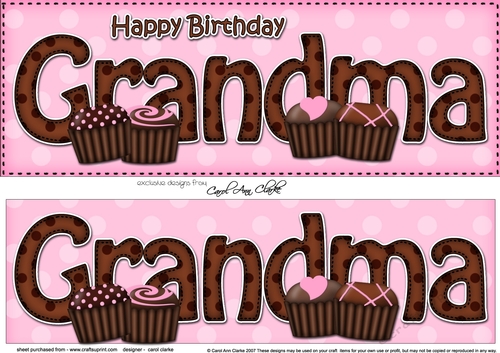 Large DL Happy Birthday GRANDMA insert with Chocolates