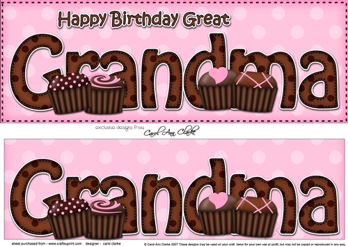 Large DL Happy Birthday GREAT GRANDMA insert with Chocolates