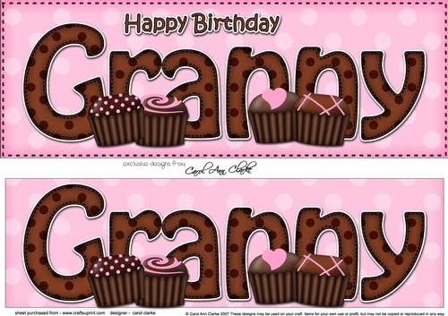 Large DL Happy Birthday GRANNY insert with Chocolates