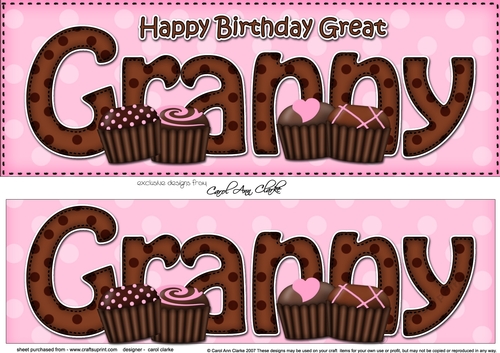 Large DL Happy Birthday GREAT GRANNY insert with Chocolates