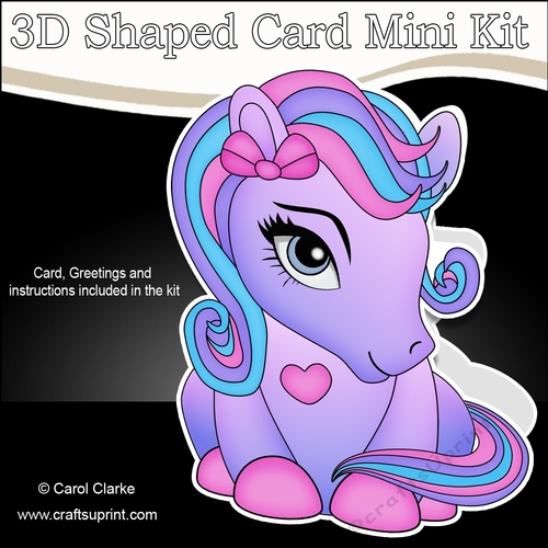 3D Shaped Card Mini Kit - Cute Little Pony Amethyst