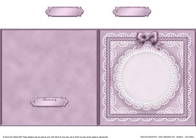 Square Pearls, Lace and Ribbon Plain Card Base Portrait Form