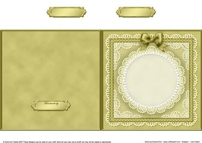 Square Pearls, Lace and Ribbon Plain Card Base Portrait Form
