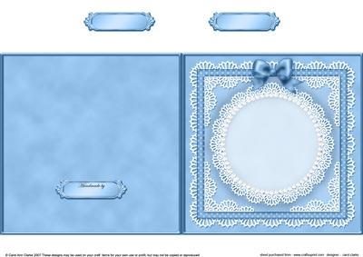 Square Pearls, Lace and Ribbon Plain Card Base Portrait Form