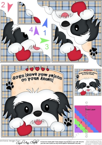 Scalloped Corner Stacker - Dogs Leave Paw Prints - Shih Tzu Dog Duke
