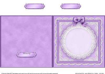 Square Pearls, Lace and Ribbon Plain Card Base Portrait Form