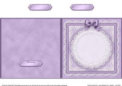 Square Pearls, Lace and Ribbon Plain Card Base Portrait Form