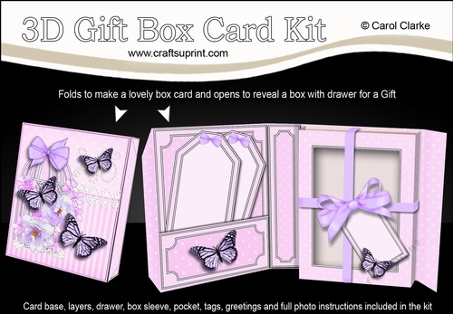 3D Gift Box Card Kit 3d Decoupage - Butterfly & Flowers Birdcage