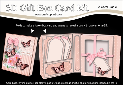 3D Gift Box Card Kit 3d Decoupage - Butterfly & Flowers Birdcage