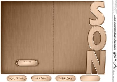 5 x 7 Elegant Metallic Son Shaped Card