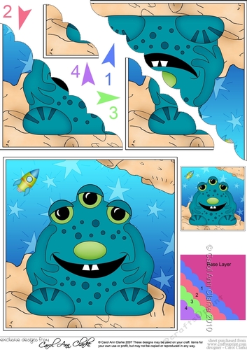 Cute Little Alien Scalloped Corner Stacker