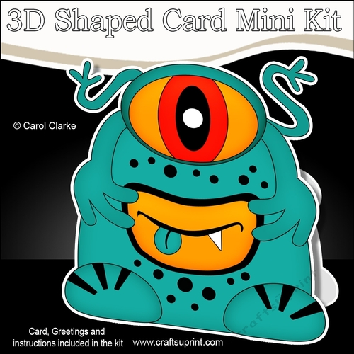 3D Shaped Card  Kit -  Cute Alien Monster Feyo